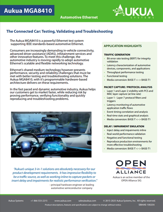 Solution Brief: Aukua 3-in-1 Automotive Ethernet Test and Visibility