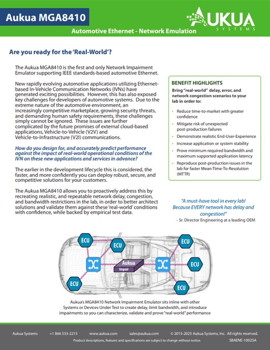 Solution Brief: Automotive Ethernet Testing with Network Impairment Emulation